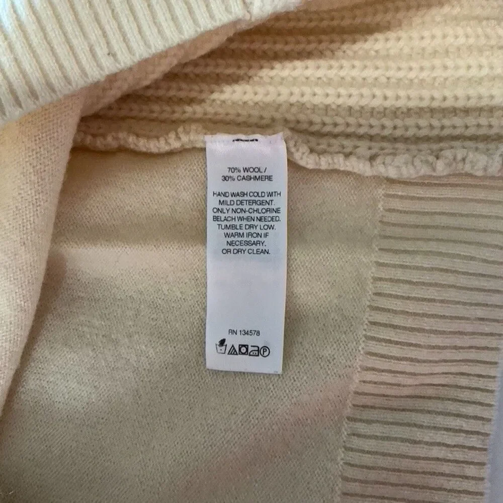 Vineyard Vines Women's Wool Cashmere Knit Square Neck Sweater Cream Small